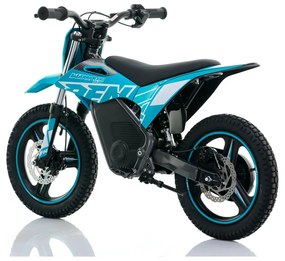 Mini moto elétrica para crianças velocidade até 30Km/h C/Limitador RFN Warrior SX-E350 14/14” 350W Azul Celeste