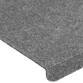 Tapetes de escada adesivos 30 pcs 65x24,5x3,5 cm cinzento