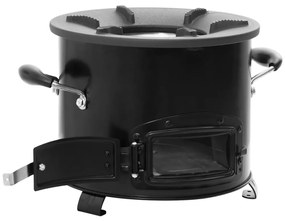 vidaXL Fogão a lenha de campismo 36x26x22,5 cm metal preto