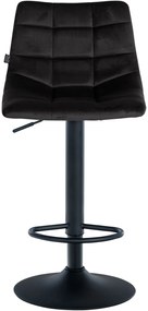 Banco de bar Jerry em veludo com estrutura preta 87-108,5 x 43 x 46,5 cm Preto