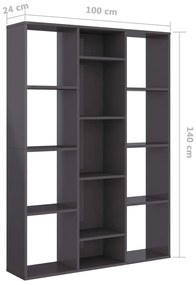 Divisória/estante 100x24x140 cm contraplacado cinza brilhante