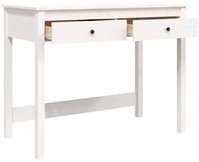 Secretária com 2 Gavetas - Branco - 100x50x78 cm - Pinho Maciço