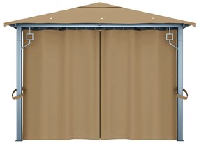 Gazebo com cortina 400x300 cm alumínio cinzento-acastanhado