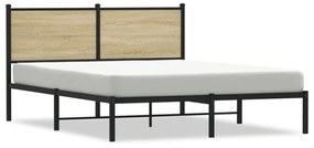 Estrutura de cama com cabeceira 140x200cm metal carvalho sonoma