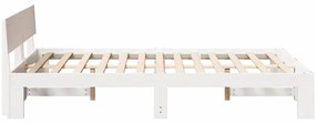Estrado de Cama com Cabeceira Branco 120x200 cm Madeira de Pinho Maciç