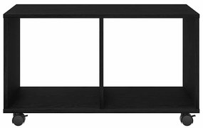 Mesa de Apoio vidaXL com Rodas Preto Carvalho 72x33x42,5 cm Madeira En
