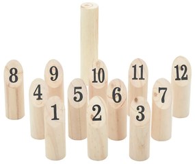 vidaXL Conj. jogo Kubb numerado 13 pcs c/ saco transporte pinho maciço