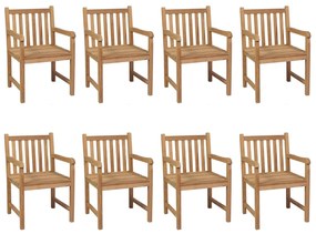 Cadeiras de jardim c/ almofadões antracite 8 pcs teca maciça