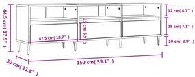 Móvel p/ TV 150x30x44,5 cm derivados madeira branco brilhante