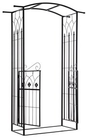 Outsunny Arco de jardim com porta de treliça de metal com fechadura para plantas trepadeiras Jardim Casamento Pátio 131x49x212 cm Cor Preto fosco