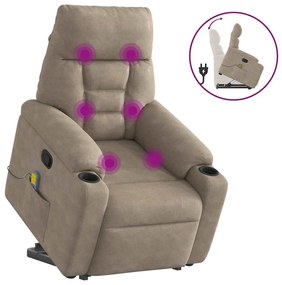 vidaXL Poltrona de massagens reclinável microfibra cinza-acastanhado