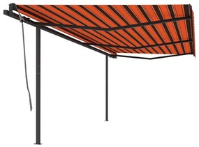 vidaXL Toldo retrátil automático com postes 6x3,5 m laranja e castanho