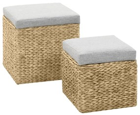 vidaXL Conjunto de otomanos 2 pcs erva marinha cinzento