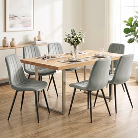 Conjunto de 4 Cadeiras de Jantar, 54 x 44,5 x 87 cm (MESA NÃO INCLUIDA), Estrutura Metálica Reforçada, Cinzento