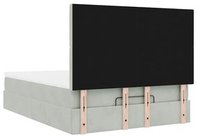 Estrutura cama otomana colchões 140x200cm veludo cinzento claro