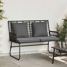 vidaXL Banco de jardim Preto, Antracite Rattan de poliéster, aço