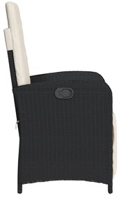 Cadeiras jardim reclináveis 2 pcs c/ apoio de pés vime PE preto