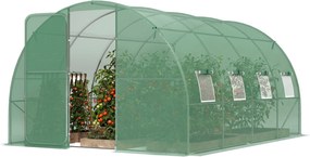 Estufa tipo túnel para jardim 295 x 400 x 200 cm, de 12 m², estufa tipo túnel para jardim com porta e 8 janelas, lona de PE de 140 g/m² verde