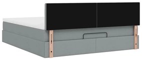 Cama otomana com colchão 160x200 cm tecido cinzento claro