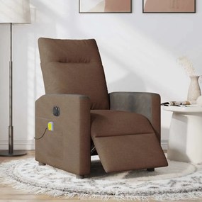 Poltrona de massagens reclinável elétrica tecido castanho