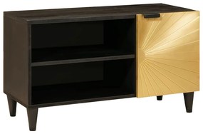 vidaXL Gabinete para TV com prateleira Preto e Ouro 80 x 33 x 46 cm