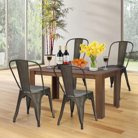 Conjunto de 4 cadeiras metal com encosto ergonómico Construção elegante e metálica para cozinha, sala de estar e sala de jantar 45 x 45 x 85 cm cinzen