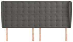 Cabeceira cama c/ abas veludo 163x23x118/128 cm cinzento-escuro