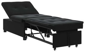 Sofá Cama 3 em 1 Retrátil Veludo Preto