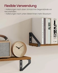 Conjunto de 2 prateleiras de parede 12,7 x 40 x 11,2 cm Castanho vintage + Preto