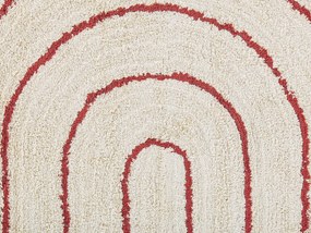 Tapete de algodão creme e vermelho 160 x 230 cm TIRUPATI Beliani