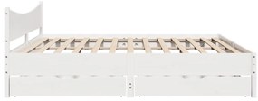 Estrutura de cama c/ gavetas 180x200 cm pinho maciça branco