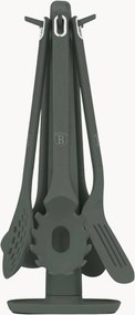 Conjunto de utensílios de cozinha em silicone com suporte Matte Green, conjunto de 6