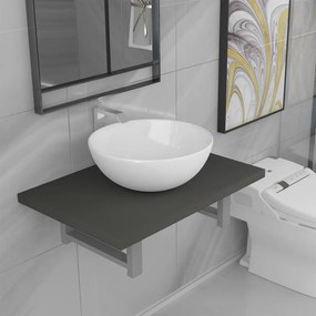 vidaXL Conjunto de móveis de casa banho 2 peças cerâmica cinzento