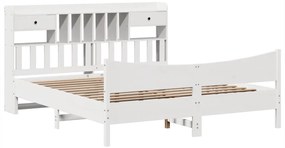 Cama sem colchão 200x200 cm madeira de pinho maciça branco