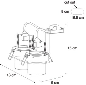 Foco embutido arredondado Cinza-escuro GU10 50mm 2-luzes - Installa Moderno