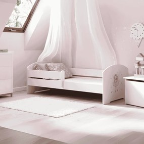 Cama infantil LUK fada 160x80 branca com grade - colchão e estrado incluído