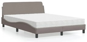 vidaXL Cama com colchão 120x200 cm tecido castanho-acinzentado