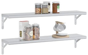 Prateleiras de parede 2pcs 100x23,5x3cm aço inoxidável prateado