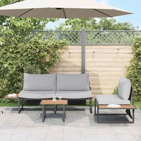Conjunto de Sofá de Jardim VidaXL com Almofadas Cinza Claro em 3 Peças