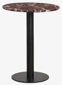 Mesa De Bar Redonda Em Pedra Natural Xiren Ø60 Cm & Preto & Mármore Vermelho Cherry Gold - Sklum