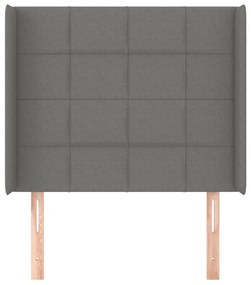 Cabeceira cama c/ abas tecido 83x16x118/128 cm cinzento-escuro
