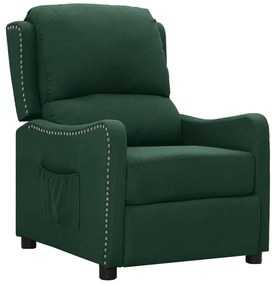 vidaXL Poltrona reclinável tecido verde-escuro