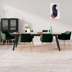 vidaXL Cadeiras de jantar 6 pcs veludo verde-escuro