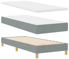 Cama Box Spring com Colchão &amp; LED Cinza Claro 80x200 cm Tecido