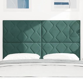 Cabeceira LED Design Blocos de Diamante Verde Escuro 144 cm