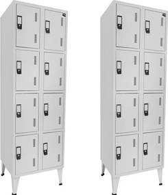 Pack 2 Cacifos Metálico Duplo Cinza 8 Cacifos 1900x600x500mm Standard