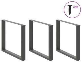 Pés para mesa de jantar em formato de U, 2 peças, antracite, 100x(72-7
