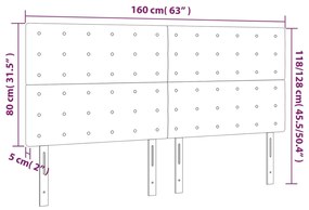 Cabeceira de cama c/ LED tecido 160x5x118/128 cm cinza-claro