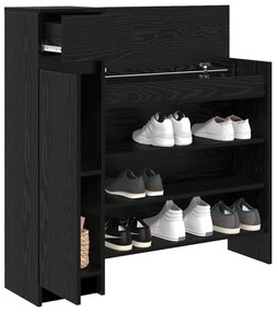 Cabine de Sapatos Carvalho Preto 100.5x28x100 cm Madeira Engenheirada