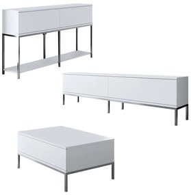 Conjunto de Mobiliário de Sala de Estar Lord – Branco e Prateado – Esp